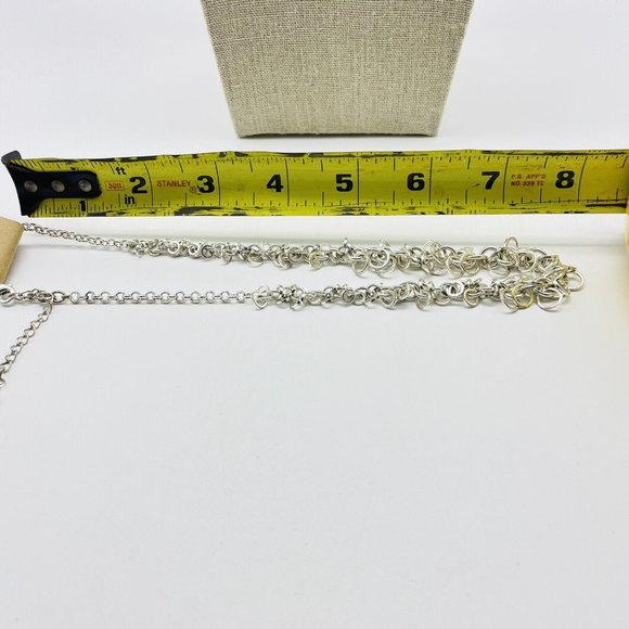Multichain Necklace and Earrings Set Silver Tone New on Card Classic Career LARP - Picture 5 of 7